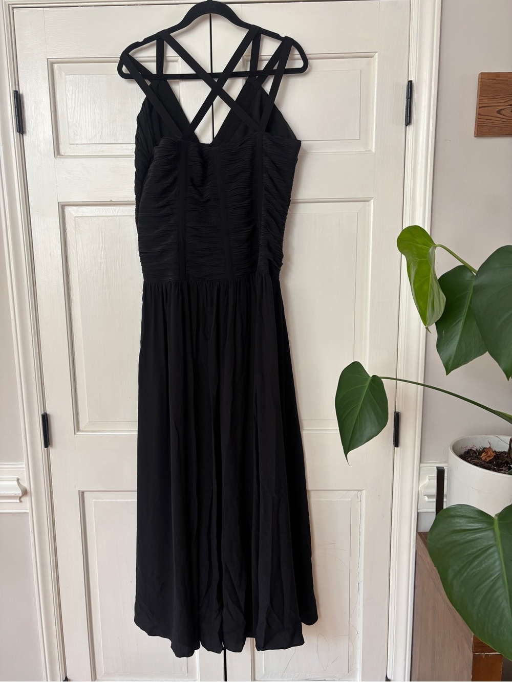 Ulla Johnson Anya Gown Noir 100% Silk Black Tie Ruched Evening Size 14 Sexy - Picture 13 of 16